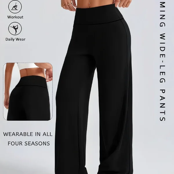 High‑Waist Wide‑Leg Yoga Pants – Elastic Drawstring for Casual or Formal Wear