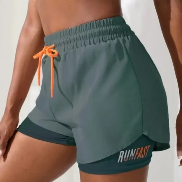 Women’s Dual‑Layer Running Shorts – High‑Rise Yoga & Fitness Wear