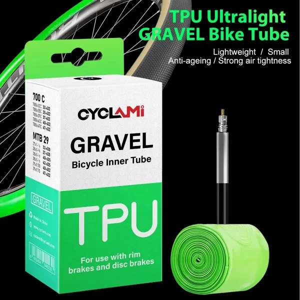CYCLAMI Ultralight TPU Bike Tube – 29er/700C FV 45mm for Gravel Bikes