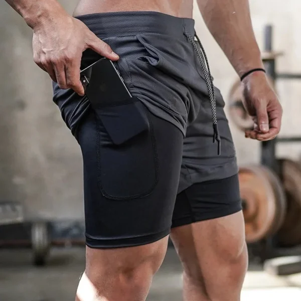 Men’s Camo 2‑in‑1 Running Shorts – Quick‑Dry Gym & Fitness Training Wear