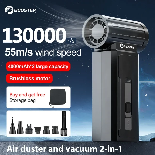 Brushless Turbo Air Blower – 55m/s Powerful Air Duster & Vacuum Cleaner