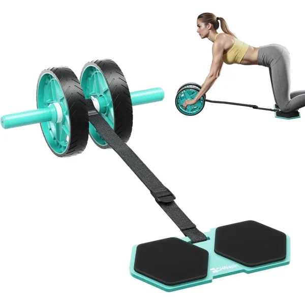 Dual-Wheel Ab Roller with Adjustable Elastic Band